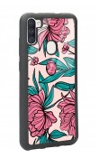 Samsung A11 Fuşya Çiçekli Tasarımlı Glossy Telefon Kılıfı