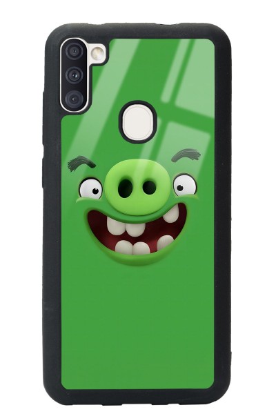 Samsung A11 Green Angry Birds Tasarımlı Glossy Telefon Kılıfı