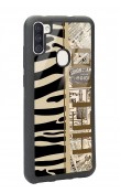 Samsung A11 Zebra Gazete Tasarımlı Glossy Telefon Kılıfı