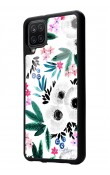 Samsung A12 Beyaz Çiçek Tasarımlı Glossy Telefon Kılıfı