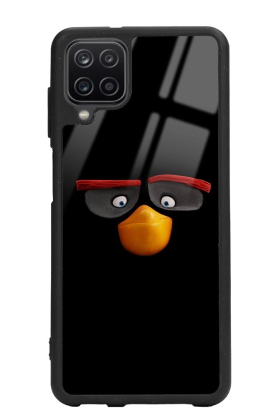 Samsung A12 Black Angry Birds Tasarımlı Glossy Telefon Kılıfı