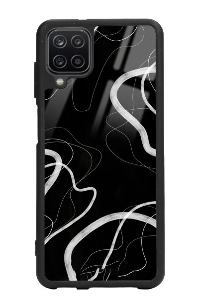 Samsung A12 Black Wave Tasarımlı Glossy Telefon Kılıfı