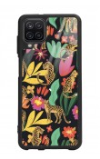 Samsung A12 Çiçekli Kediler Tasarımlı Glossy Telefon Kılıfı