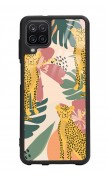 Samsung A12 Çiçekli Leopar Tasarımlı Glossy Telefon Kılıfı