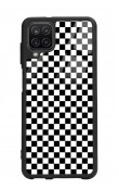 Samsung A12 Damalı Tasarımlı Glossy Telefon Kılıfı