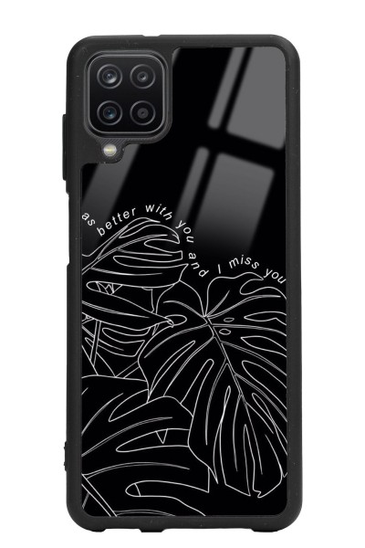 Samsung A12 Dark Leaf Tasarımlı Glossy Telefon Kılıfı