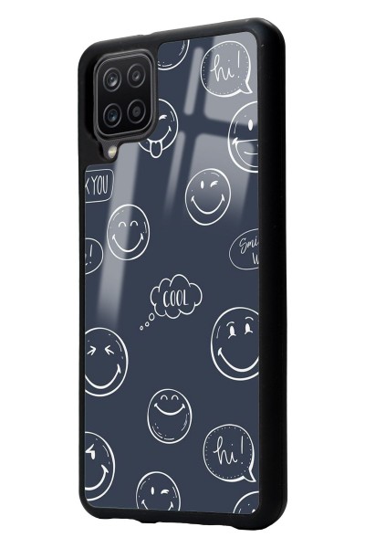 Samsung A12 Doodle Smile Tasarımlı Glossy Telefon Kılıfı