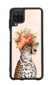 Samsung A12 Influencer Leopar Kedi Tasarımlı Glossy Telefon Kılıfı