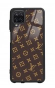Samsung A12 Kahverengi Lv Tasarımlı Glossy Telefon Kılıfı