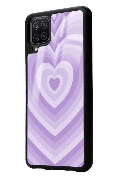 Samsung A12 Lila Kalp Tasarımlı Glossy Telefon Kılıfı