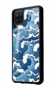 Samsung A12 Mavi Dalga Tasarımlı Glossy Telefon Kılıfı