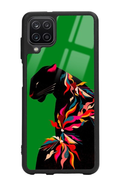 Samsung A12 Renkli Leopar Tasarımlı Glossy Telefon Kılıfı