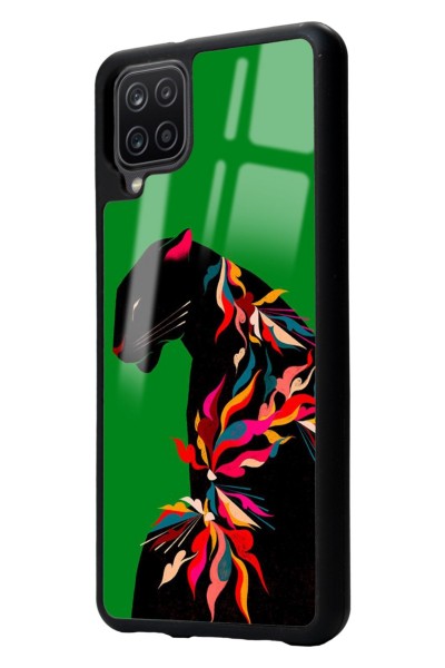 Samsung A12 Renkli Leopar Tasarımlı Glossy Telefon Kılıfı