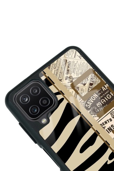 Samsung A12 Zebra Gazete Tasarımlı Glossy Telefon Kılıfı
