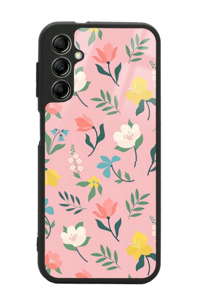Samsung A14 Pinky Flowers Tasarımlı Glossy Telefon Kılıfı
