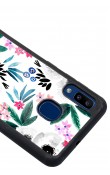 Samsung A20 Beyaz Çiçek Tasarımlı Glossy Telefon Kılıfı