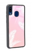 Samsung A20 Beyaz Palmiye Tasarımlı Glossy Telefon Kılıfı