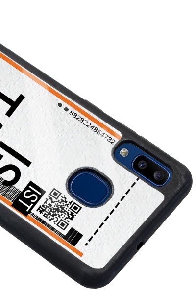 Samsung A20 Bilet Tasarımlı Tasarımlı Glossy Telefon Kılıfı