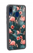 Samsung A20 Flamingo Leaf Tasarımlı Glossy Telefon Kılıfı