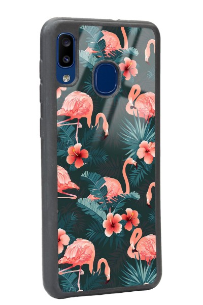 Samsung A20 Flamingo Leaf Tasarımlı Glossy Telefon Kılıfı