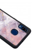 Samsung A20 Fuşya Mermer Tasarımlı Glossy Telefon Kılıfı