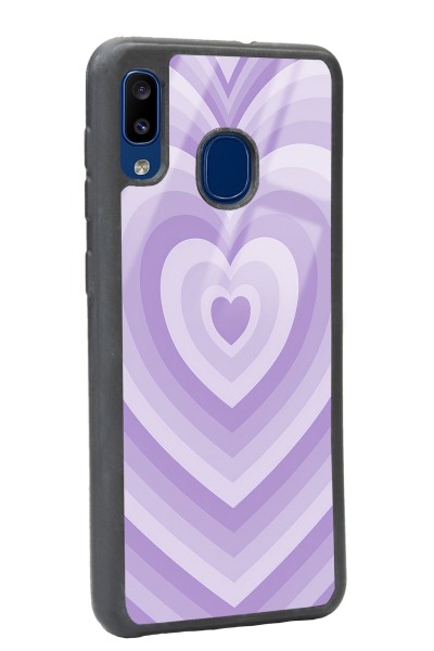 Samsung A20 Lila Kalp Tasarımlı Glossy Telefon Kılıfı