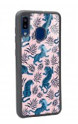 Samsung A20 Mavi Kaplan Tasarımlı Glossy Telefon Kılıfı
