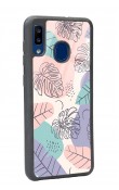 Samsung A20 Nude Yapraklar Tasarımlı Glossy Telefon Kılıfı