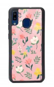 Samsung A20 Pinky Flowers Tasarımlı Glossy Telefon Kılıfı