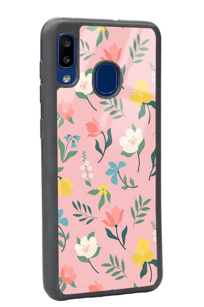 Samsung A20 Pinky Flowers Tasarımlı Glossy Telefon Kılıfı