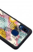 Samsung A20 Retro Çizgi Çiçek Tasarımlı Glossy Telefon Kılıfı