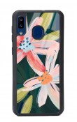 Samsung A20 Suluboya Çiçek Tasarımlı Glossy Telefon Kılıfı