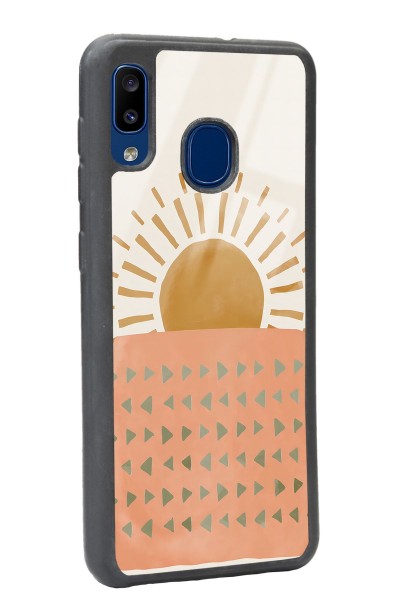 Samsung A20 Suluboya Güneş Tasarımlı Glossy Telefon Kılıfı
