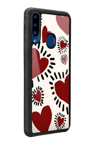Samsung A20s Brush Heart Tasarımlı Glossy Telefon Kılıfı