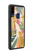 Samsung A20s Çiçekli Leopar Tasarımlı Glossy Telefon Kılıfı