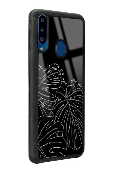 Samsung A20s Dark Leaf Tasarımlı Glossy Telefon Kılıfı