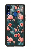 Samsung A20s Flamingo Leaf Tasarımlı Glossy Telefon Kılıfı