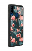 Samsung A20s Flamingo Leaf Tasarımlı Glossy Telefon Kılıfı