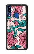 Samsung A20s Fuşya Çiçekli Tasarımlı Glossy Telefon Kılıfı