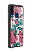 Samsung A20s Fuşya Çiçekli Tasarımlı Glossy Telefon Kılıfı