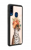 Samsung A20s İnfluencer Leopar Kedi Tasarımlı Glossy Telefon Kılıfı