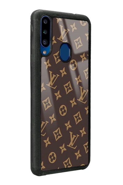 Samsung A20s Kahverengi LV Tasarımlı Glossy Telefon Kılıfı