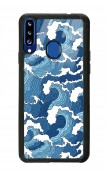 Samsung A20s Mavi Dalga Tasarımlı Glossy Telefon Kılıfı