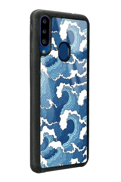 Samsung A20s Mavi Dalga Tasarımlı Glossy Telefon Kılıfı