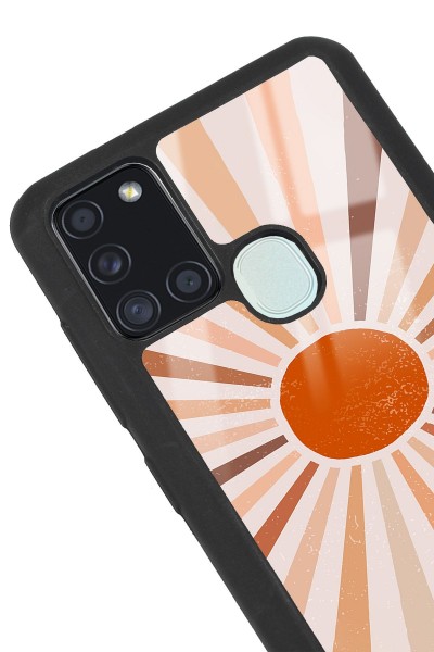 Samsung A21s  Uyumlu Retro Güneş Tasarımlı Glossy Telefon Kılıfı