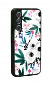 Samsung A24 Beyaz Çiçek Tasarımlı Glossy Telefon Kılıfı Uyumlu