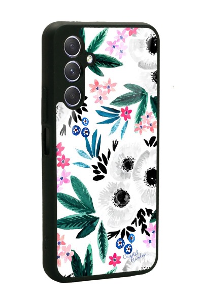 Samsung A24 Beyaz Çiçek Tasarımlı Glossy Telefon Kılıfı Uyumlu