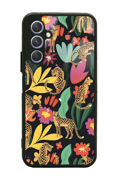 Samsung A24 Çiçekli Kediler Tasarımlı Glossy Telefon Kılıfı