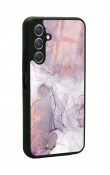 Samsung A24 Fuşya Mermer Tasarımlı Glossy Telefon Kılıfı
