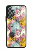 Samsung A24 Retro Çizgi Çiçek Tasarımlı Glossy Telefon Kılıfı